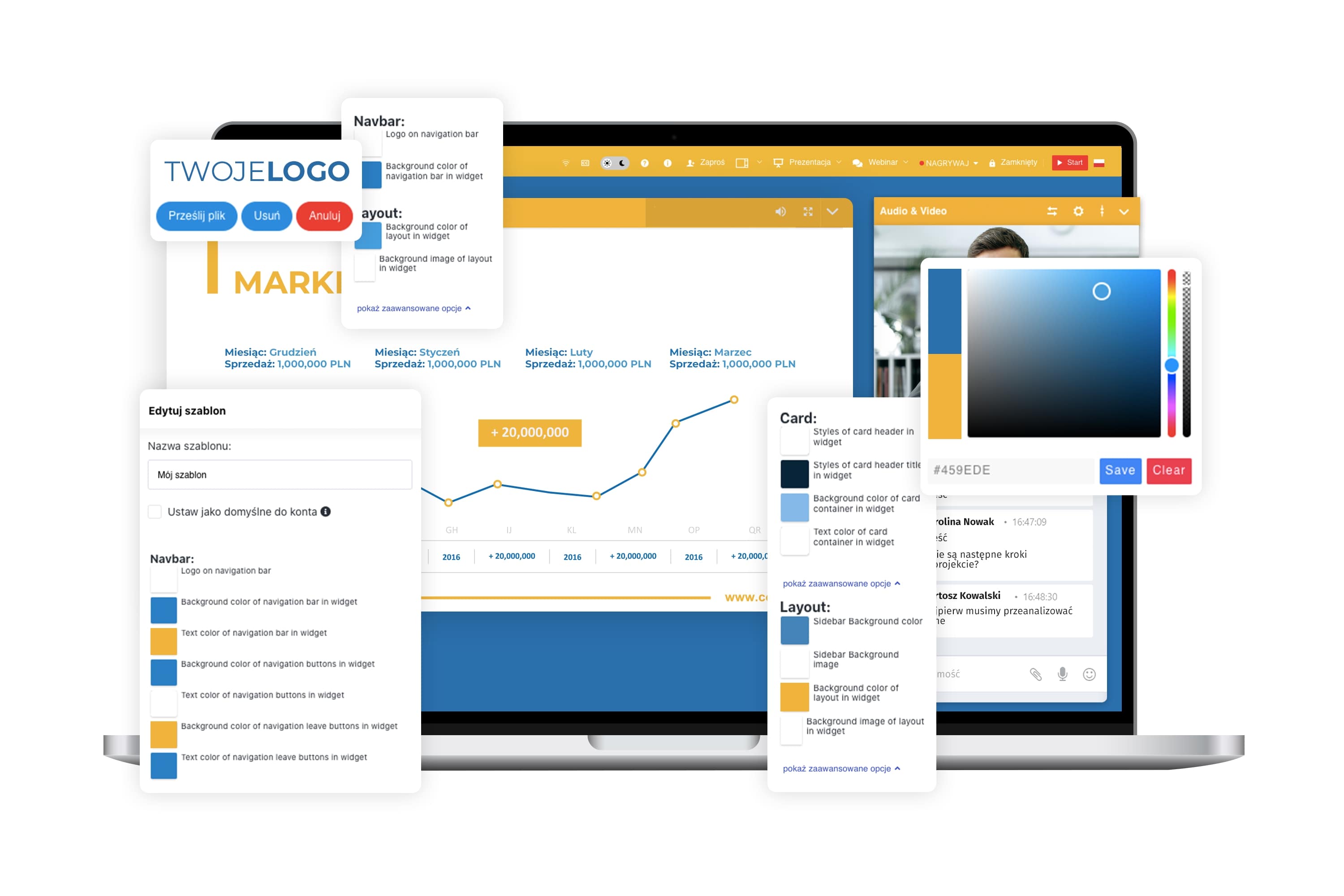 wygląd banding pokoju webinarowego