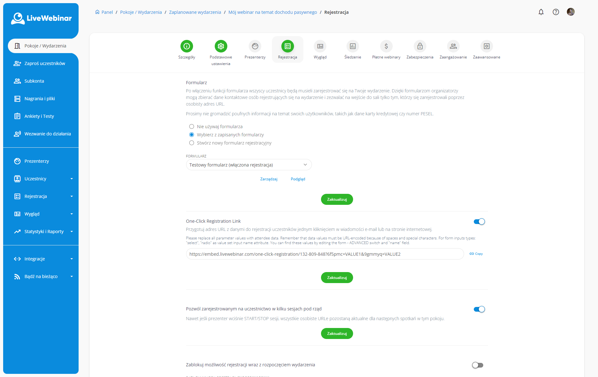 one click registration link to your webinar