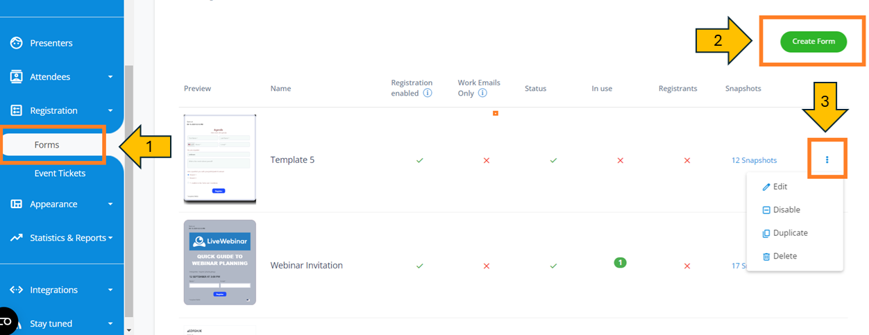 livewebinar registration forms