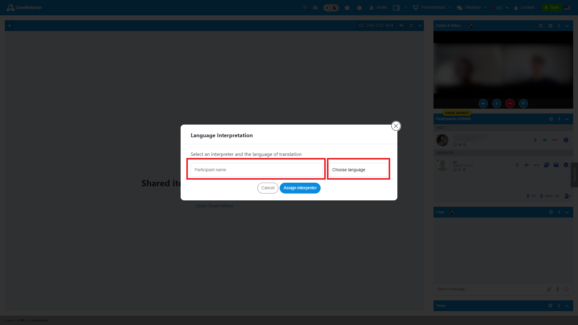 How to Add an Interpreter in LiveWebinar