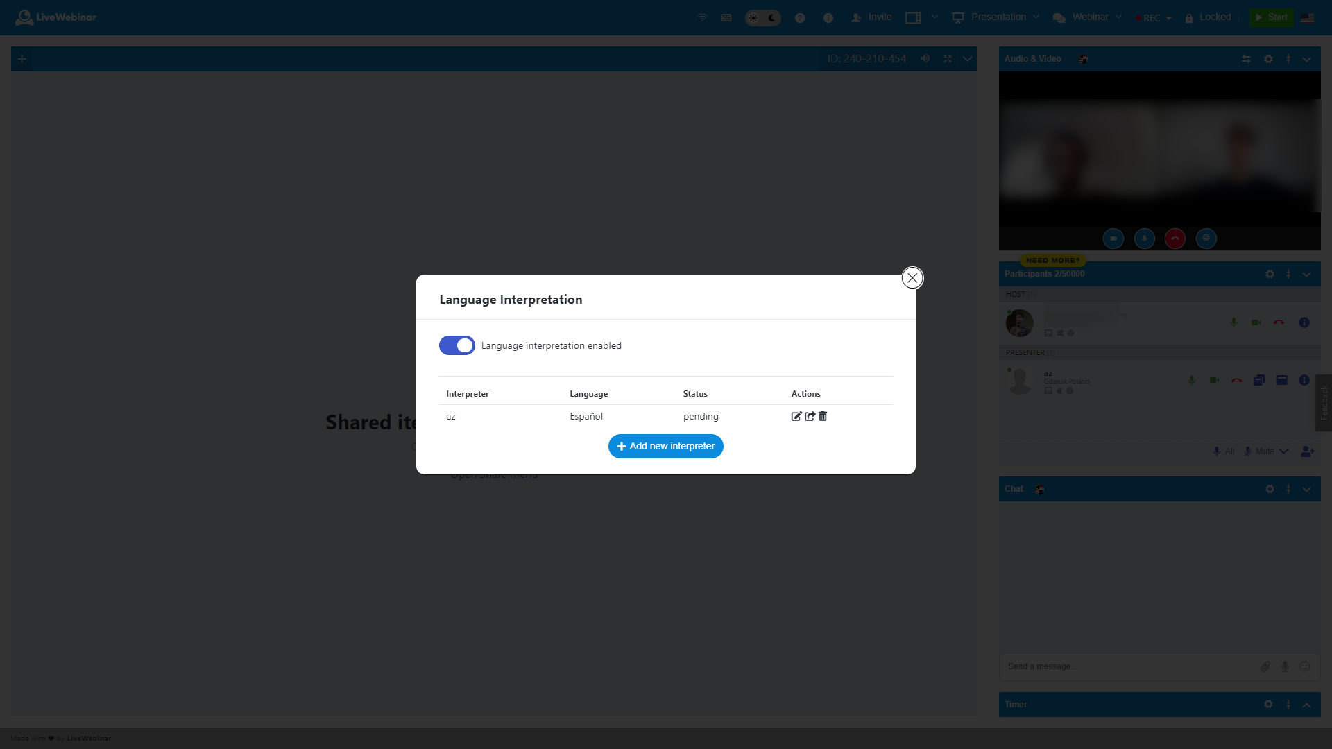 How to Add an Interpreter in LiveWebinar
