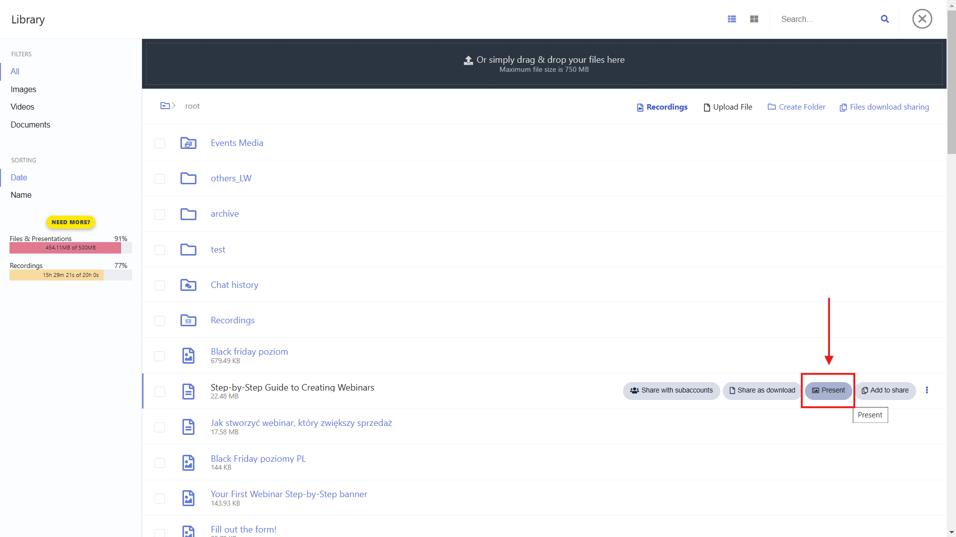 Uploading and Sharing Presentations in LiveWebinar