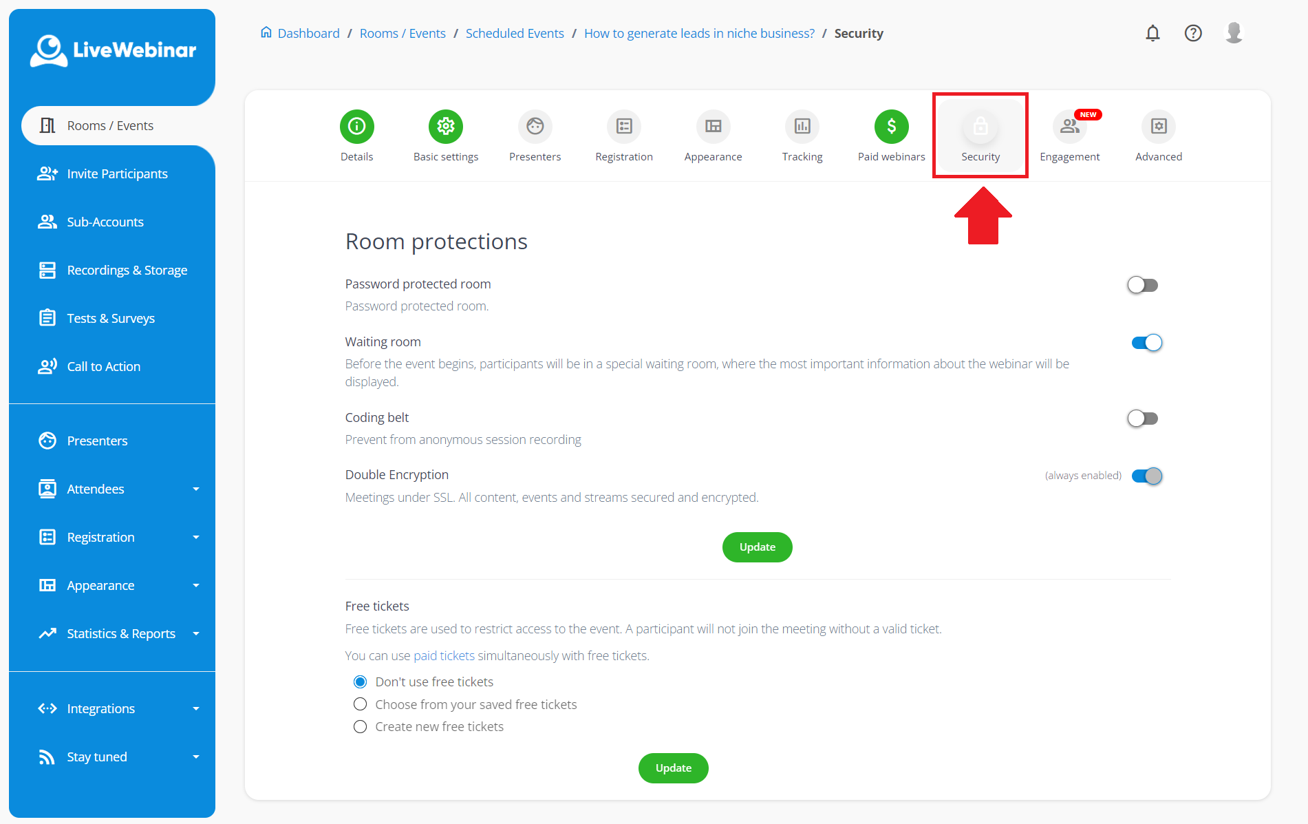 paid webinar tickets LiveWebinar