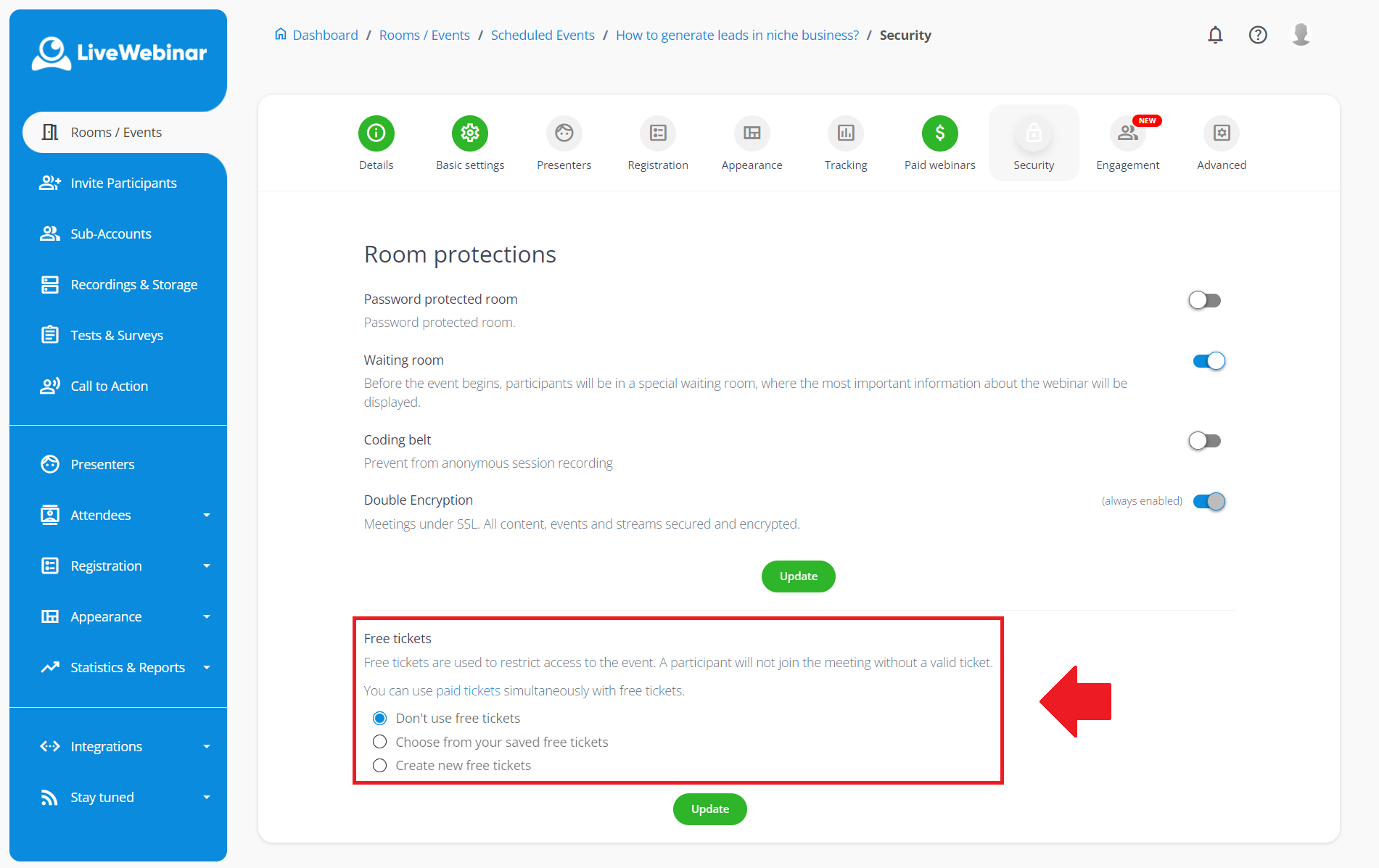 paid webinar tickets LiveWebinar