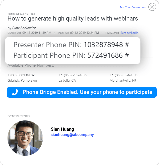 LiveWebinar Phone Bridge