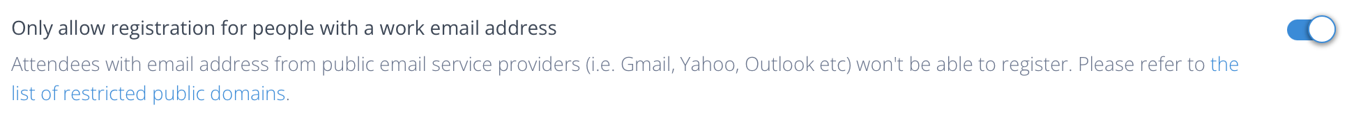 Allow only work emails to register