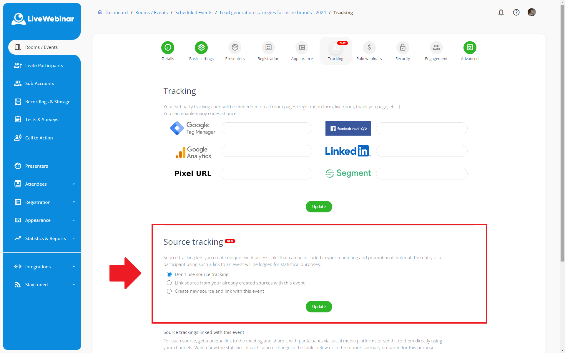 How to use the Source Tracking feature in LiveWebinar