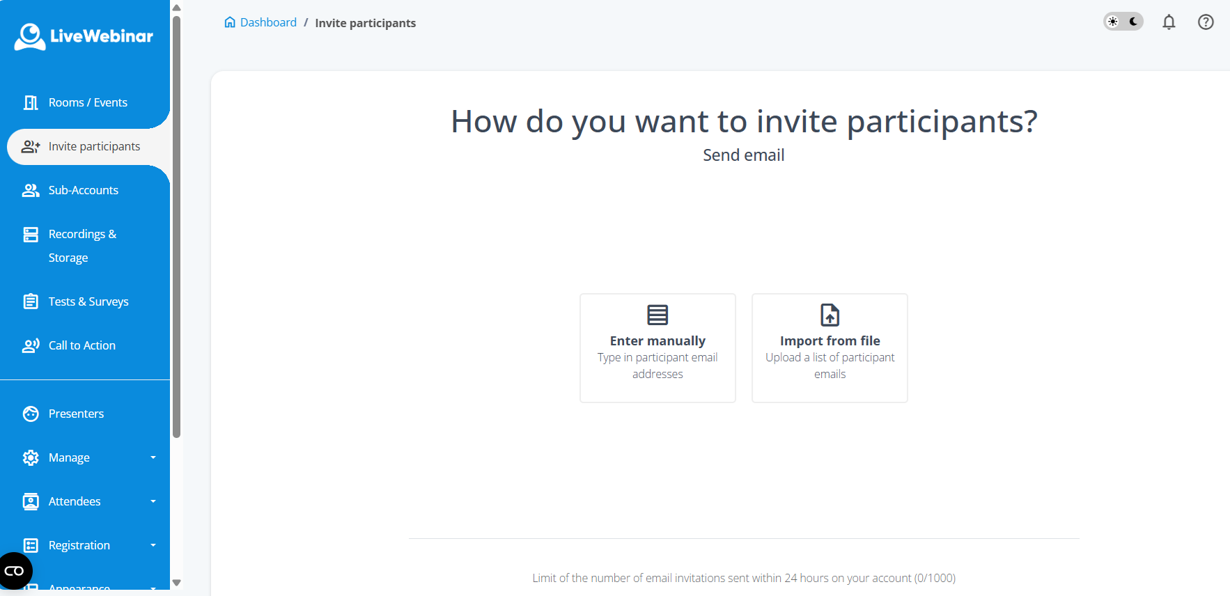 How to invite participants to a webinar in LiveWebinar?
